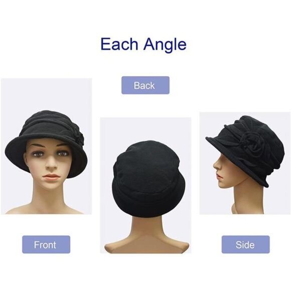 Women Vintage Cap Women\'s Elegant Winter Hat Wool Flower Bucket main image 5